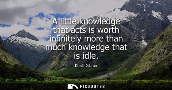 Small: A little knowledge that acts is worth infinitely more than much knowledge that is idle