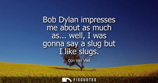 Small: Bob Dylan impresses me about as much as... well, I was gonna say a slug but I like slugs