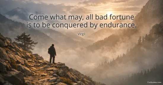 Come what may, all bad fortune is to be conquered by endurance