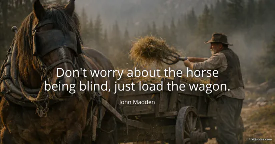 Don't worry about the horse being blind, just load the wagon