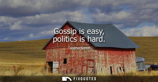 Small: Gossip is easy, politics is hard - Tabitha Soren