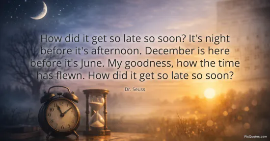 How did it get so late so soon? It's night before it's afternoon. December is here before it's June. My goodness, how the time has flewn. How did it get so late so soon?