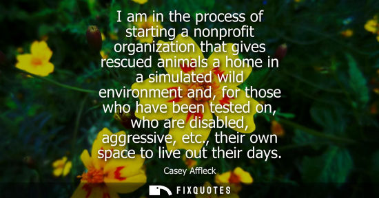 Small: I am in the process of starting a nonprofit organization that gives rescued animals a home in a simulat