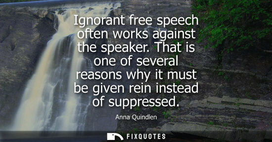 Small: Ignorant free speech often works against the speaker. That is one of several reasons why it must be given rein