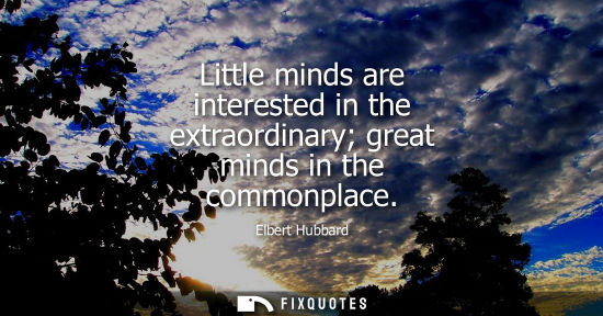 Small: Little minds are interested in the extraordinary great minds in the commonplace