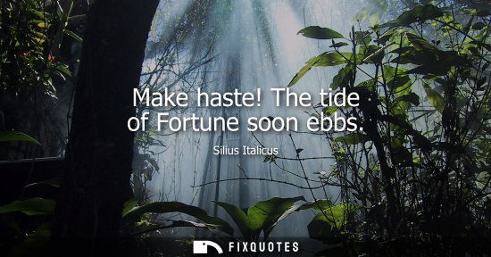 Small: Make haste! The tide of Fortune soon ebbs