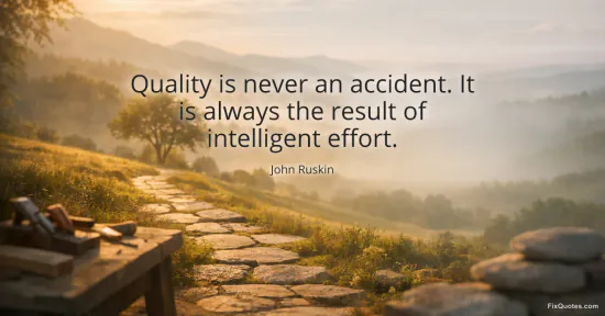 Quality is never an accident. It is always the result of intelligent effort