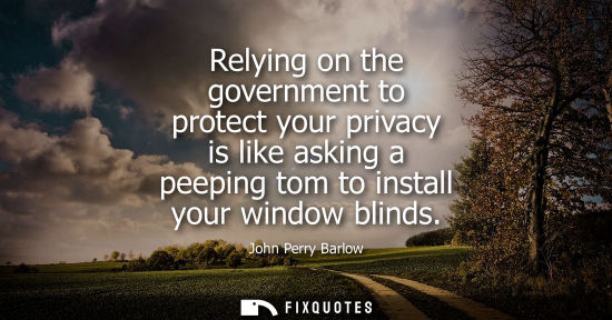 Small: Relying on the government to protect your privacy is like asking a peeping tom to install your window b