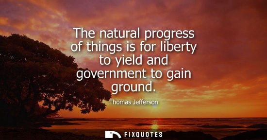 Small: The natural progress of things is for liberty to yield and government to gain ground