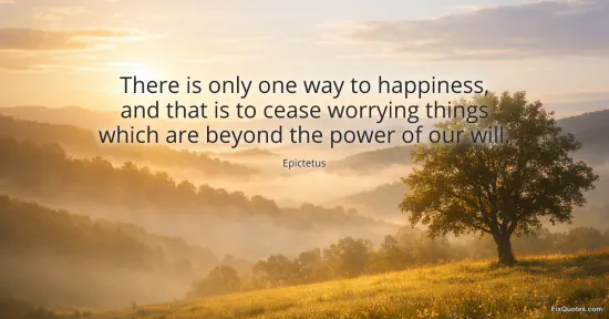 There is only one way to happiness, and that is to cease worrying things which are beyond the power of our will