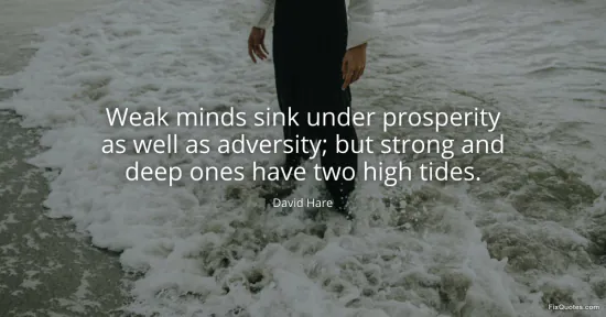 Weak minds sink under prosperity as well as adversity; but strong and deep ones have two high tides