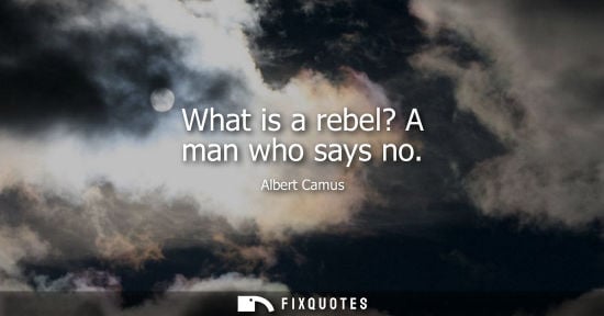 Small: What is a rebel? A man who says no