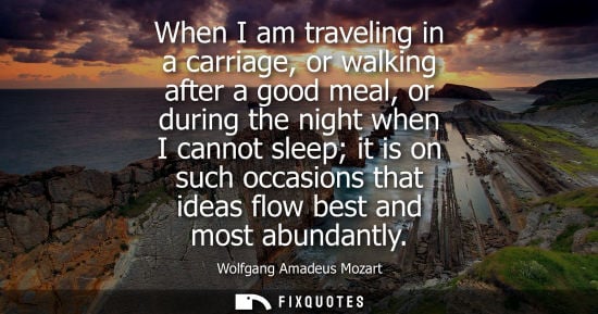 Small: When I am traveling in a carriage, or walking after a good meal, or during the night when I cannot slee