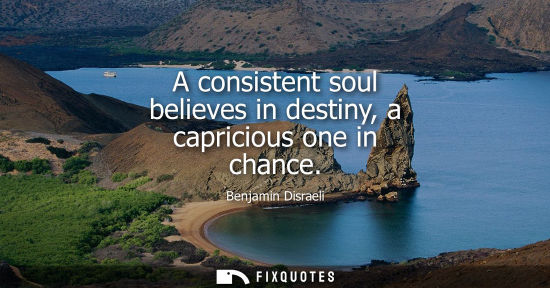 Small: A consistent soul believes in destiny, a capricious one in chance - Benjamin Disraeli