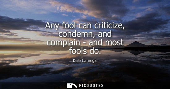 Small: Any fool can criticize, condemn, and complain - and most fools do