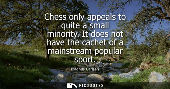 Small: Chess only appeals to quite a small minority. It does not have the cachet of a mainstream popular sport