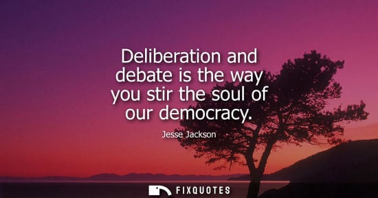 Small: Deliberation and debate is the way you stir the soul of our democracy
