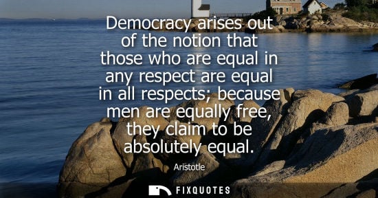 Small: Democracy arises out of the notion that those who are equal in any respect are equal in all respects be