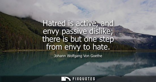 Small: Hatred is active, and envy passive dislike there is but one step from envy to hate