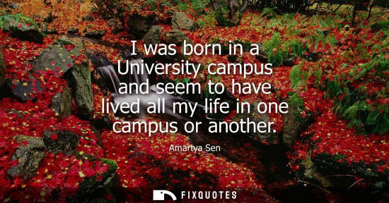 Small: I was born in a University campus and seem to have lived all my life in one campus or another - Amartya Sen