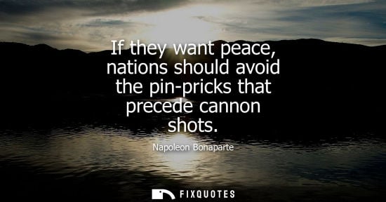 Small: If they want peace, nations should avoid the pin-pricks that precede cannon shots