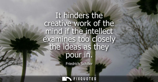 Small: It hinders the creative work of the mind if the intellect examines too closely the ideas as they pour i