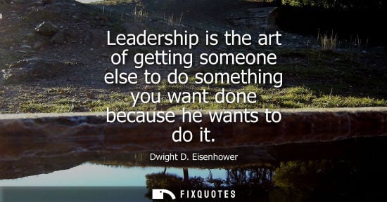 Small: Leadership is the art of getting someone else to do something you want done because he wants to do it - Dwight