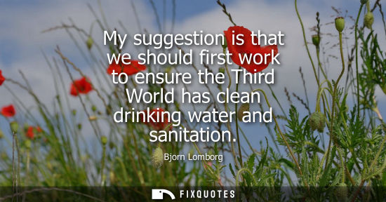 Small: My suggestion is that we should first work to ensure the Third World has clean drinking water and sanit