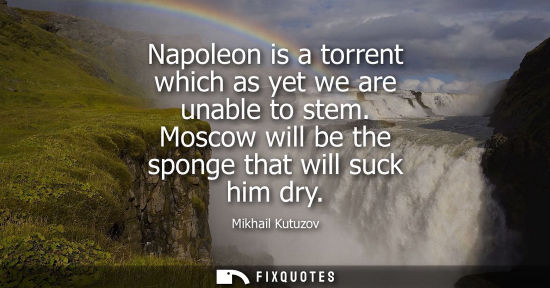 Small: Napoleon is a torrent which as yet we are unable to stem. Moscow will be the sponge that will suck him dry