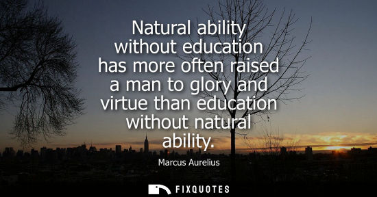 Small: Natural ability without education has more often raised a man to glory and virtue than education withou