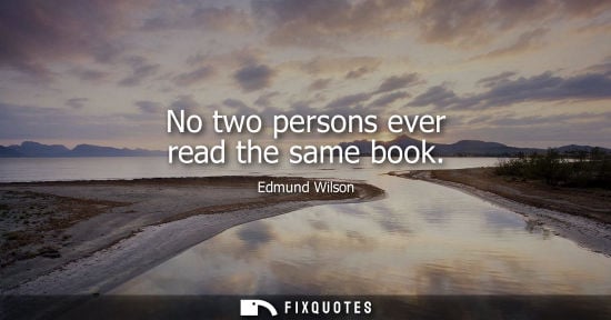 Small: No two persons ever read the same book - Edmund Wilson