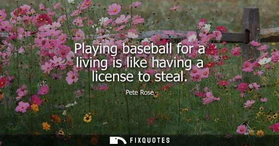 Small: Playing baseball for a living is like having a license to steal