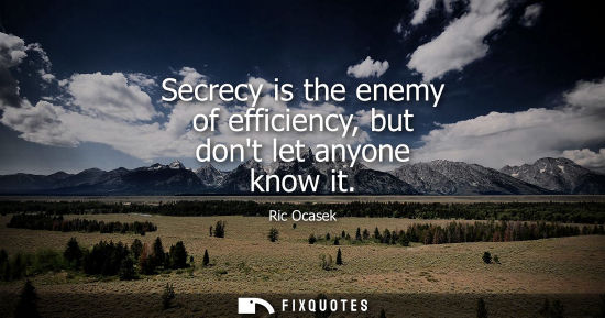 Small: Secrecy is the enemy of efficiency, but dont let anyone know it