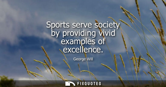Small: Sports serve society by providing vivid examples of excellence