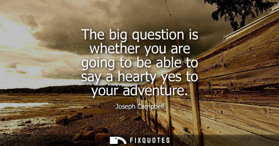 Small: The big question is whether you are going to be able to say a hearty yes to your adventure
