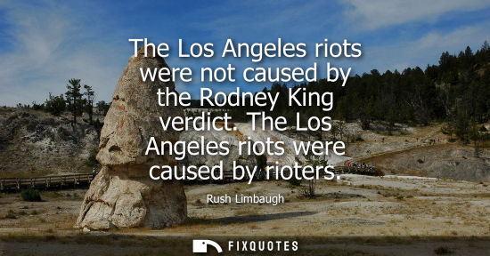 Small: The Los Angeles riots were not caused by the Rodney King verdict. The Los Angeles riots were caused by 