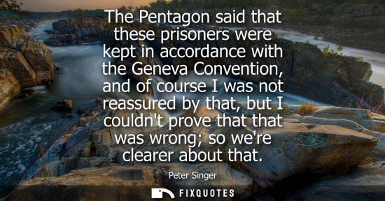 Small: The Pentagon said that these prisoners were kept in accordance with the Geneva Convention, and of course I was
