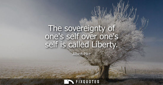 Small: The sovereignty of ones self over ones self is called Liberty - Albert Pike