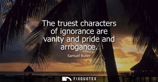 Small: The truest characters of ignorance are vanity and pride and arrogance