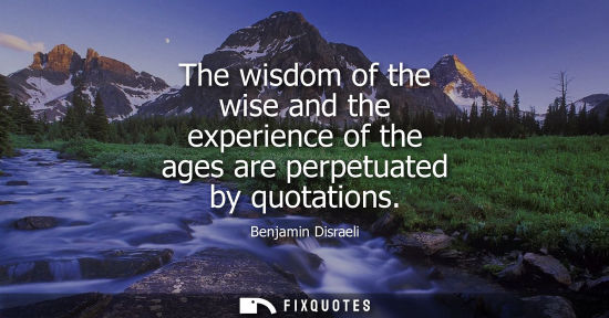 Small: The wisdom of the wise and the experience of the ages are perpetuated by quotations