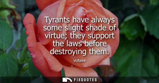 Small: Tyrants have always some slight shade of virtue they support the laws before destroying them