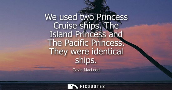 Small: We used two Princess Cruise ships. The Island Princess and The Pacific Princess. They were identical ships