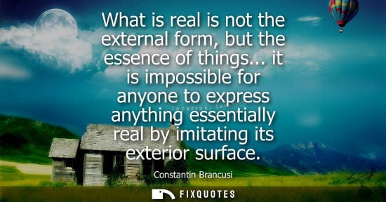 Small: What is real is not the external form, but the essence of things... it is impossible for anyone to expr